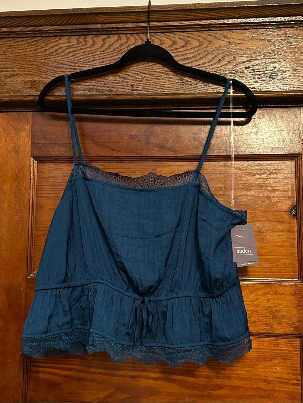 Auden Teal Lace-Trim Cropped Camisole size XL